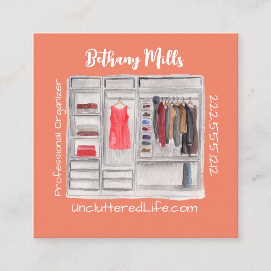 モダンプロフェッショナル整理カスタム者QRコード スクエア名刺 (正面)