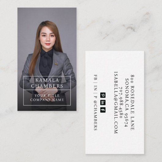 モダンプロフェッショナル業務用写真名刺 名刺 (正面/裏面)
