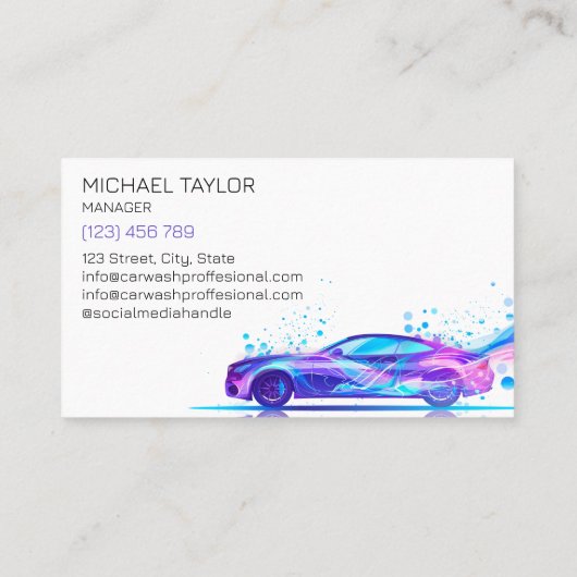 モダンプロフェッショナル洗車自動詳細 名刺 (裏面)