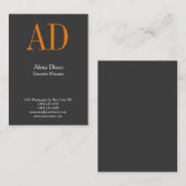 モダンプロフェッショナル灰色オレンジモノグラム 名刺 (正面/裏面)