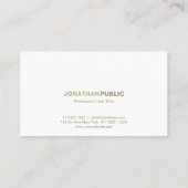 モダンプロフェッショナル白エレガント金ゴールドクリーン平野 名刺 (裏面)