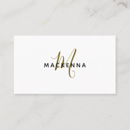 モダンプロフェッショナル白エレガント金ゴールドモノグラム 名刺