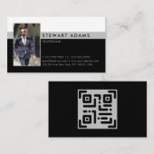 モダンプロフェッショナル白黒とグレー写真 名刺 (正面/裏面)