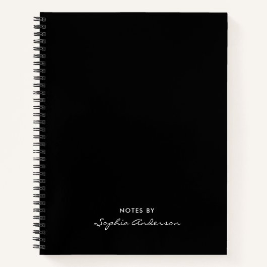 モダンプロフェッショナル白黒スクリプトモノグラム ノートブック (正面)