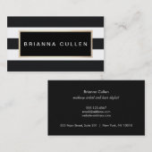 モダンプロフェッショナル白黒ストライプの 名刺 (正面/裏面)