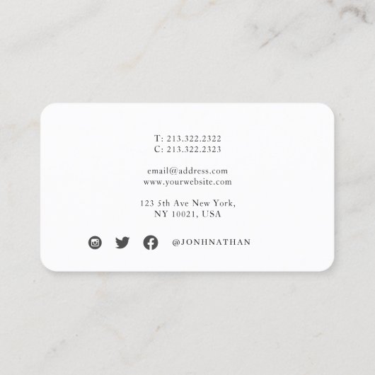 モダンプロフェッショナル白黒フォトモノグラム 名刺 (裏面)