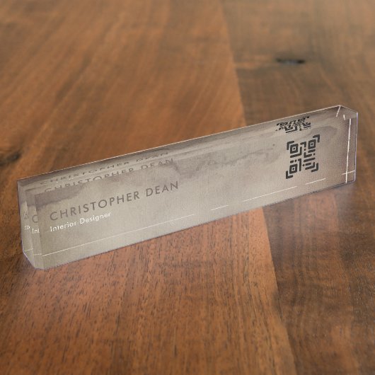 モダンプロフェッショナル素朴ブラウン抽象芸術絵画ズ デスクネームプレート (側面)