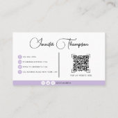 モダンプロフェッショナル紫スクリプトQRコード 名刺 (裏面)