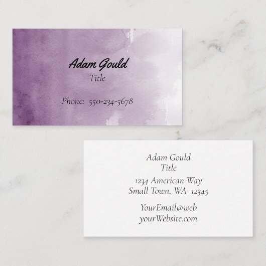 モダンプロフェッショナル紫色の水彩 名刺 (正面/裏面)