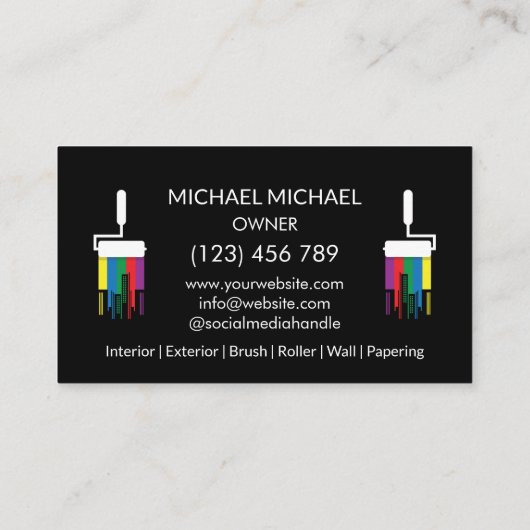 モダンプロフェッショナル絵を描のサービス装飾 名刺 (裏面)