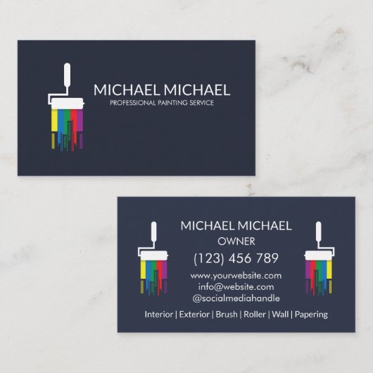 モダンプロフェッショナル絵を描のサービス装飾 名刺 (正面/裏面)