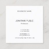 モダンプロフェッショナル芸術的お洒落テンプレート スクエア名刺 (裏面)