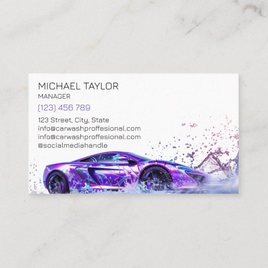 モダンプロフェッショナル車の洗浄洗浄 名刺 (裏面)