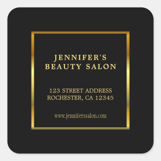 モダンプロフェッショナル金ゴールドブラック差出人住所 スクエアシール (正面)