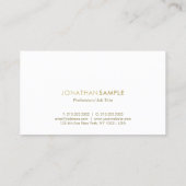 モダンプロフェッショナル金ゴールド白エレガントシンプル 名刺 (裏面)