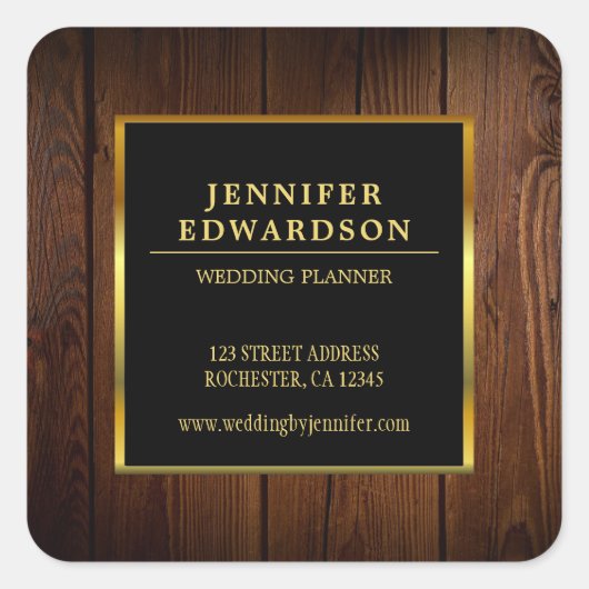 モダンプロフェッショナル金ゴールド黒木製品 スクエアシール (正面)