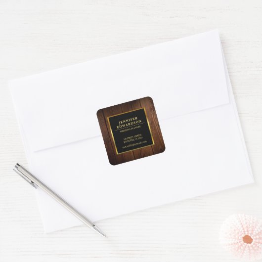 モダンプロフェッショナル金ゴールド黒木製品 スクエアシール (封筒)