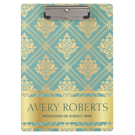 モダンプロフェッショナル金属フローラシアン金ゴールド クリップボード (正面)