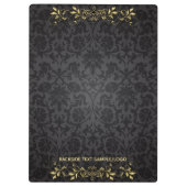 モダンプロフェッショナル金属フローラブラック金ゴールド クリップボード (裏面)