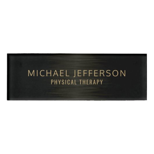 モダンプロフェッショナル鋼 – 黒と金ゴールド 名札 (正面)