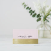 モダンプロフェッショナル非常に軽いピンクとフェイク金ゴールド 名刺 (スタンド正面)