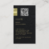 モダンプロフェッショナル黒お洒落金ゴールド写真QRコード 名刺 (裏面)