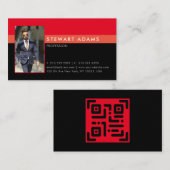 モダンプロフェッショナル黒と赤の写真 名刺 (正面/裏面)