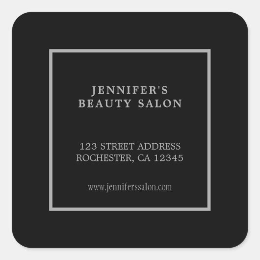 モダンプロフェッショナル黒グレー差出人住所 スクエアシール (正面)