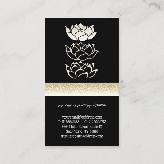 モダンプロフェッショナル黒金ゴールド蓮 名刺 (裏面)