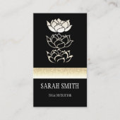 モダンプロフェッショナル黒金ゴールド蓮 名刺 (正面)