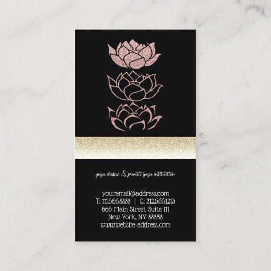 モダンプロフェッショナル黒金ゴールド蓮 名刺 (裏面)