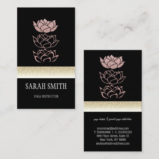 モダンプロフェッショナル黒金ゴールド蓮 名刺 (正面/裏面)