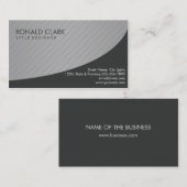 モダンプロフェッショナル黒金属鋼銀 名刺 (正面/裏面)