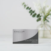 モダンプロフェッショナル黒銀金属鋼 名刺 (スタンド正面)