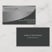 モダンプロフェッショナル黒銀金属鋼 名刺 (正面/裏面)