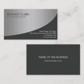 モダンプロフェッショナル黒銀金属鋼 名刺 (正面/裏面)