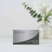 モダンプロフェッショナル黒銀金属鋼 名刺 (スタンド正面)