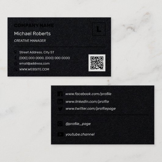 モダンプロフェッショナル黒 名刺 (正面/裏面)