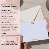 モダンプロフェッショナル2モノグラムイニシャル基本ブラック ノートカード