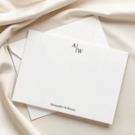 モダンプロフェッショナル2モノグラムイニシャル基本ブラック ノートカード