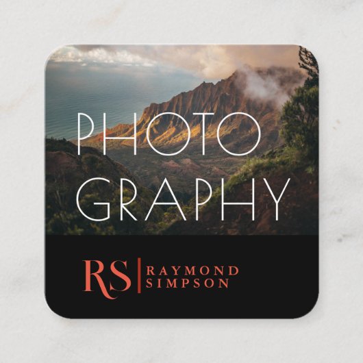 モダンプロフェッショナル2写真モノグラム写真 スクエア名刺 (正面)