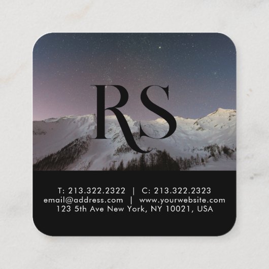 モダンプロフェッショナル2写真モノグラム写真 スクエア名刺 (裏面)