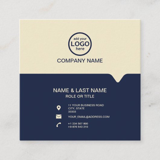 モダンプロフェッショナル2色でロゴを追加 スクエア名刺 (正面)