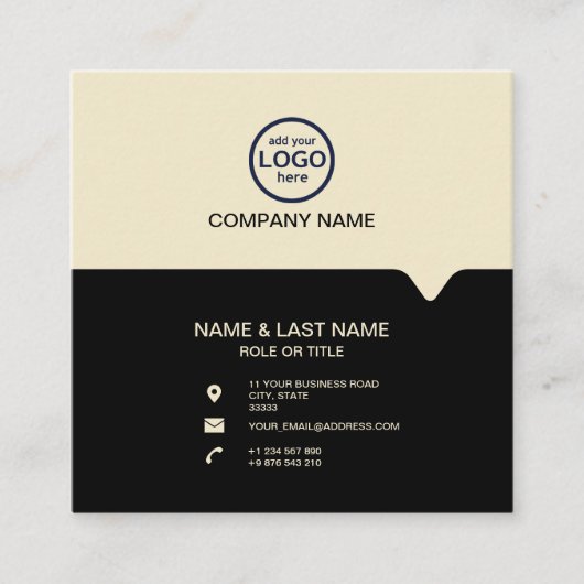 モダンプロフェッショナル2色でロゴを追加 スクエア名刺 (正面)