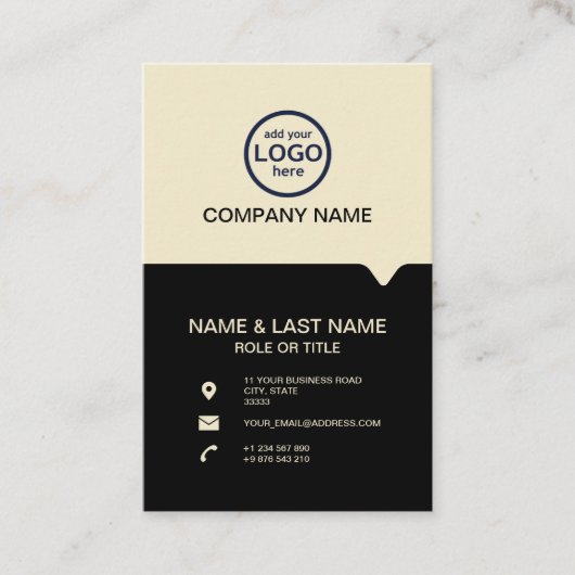 モダンプロフェッショナル2色でロゴを追加 名刺 (正面)