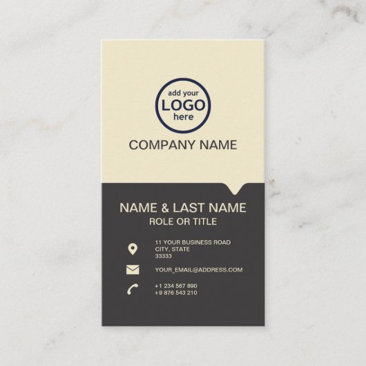 モダンプロフェッショナル2色でロゴを追加 名刺 (正面)