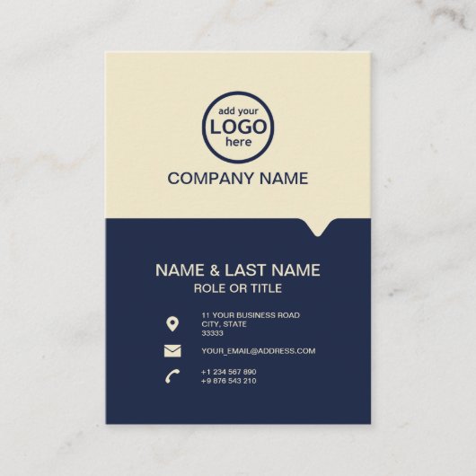 モダンプロフェッショナル2色でロゴを追加 名刺 (正面)