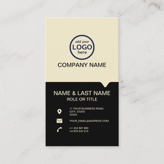 モダンプロフェッショナル2色でロゴを追加 名刺 (正面)