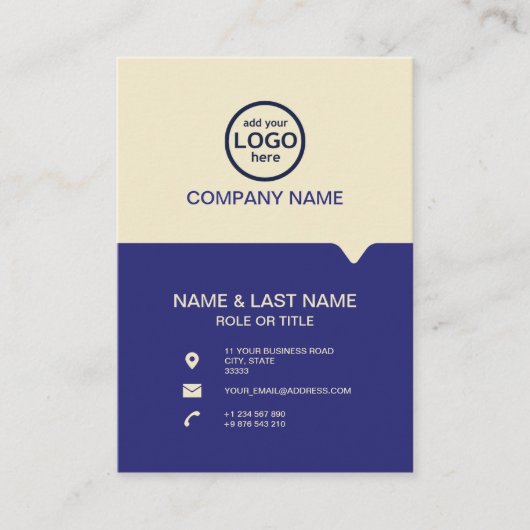 モダンプロフェッショナル2色でロゴを追加 名刺 (正面)