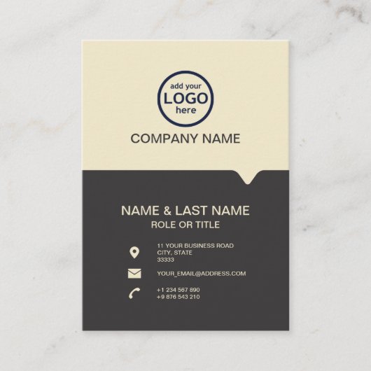 モダンプロフェッショナル2色でロゴを追加 名刺 (正面)